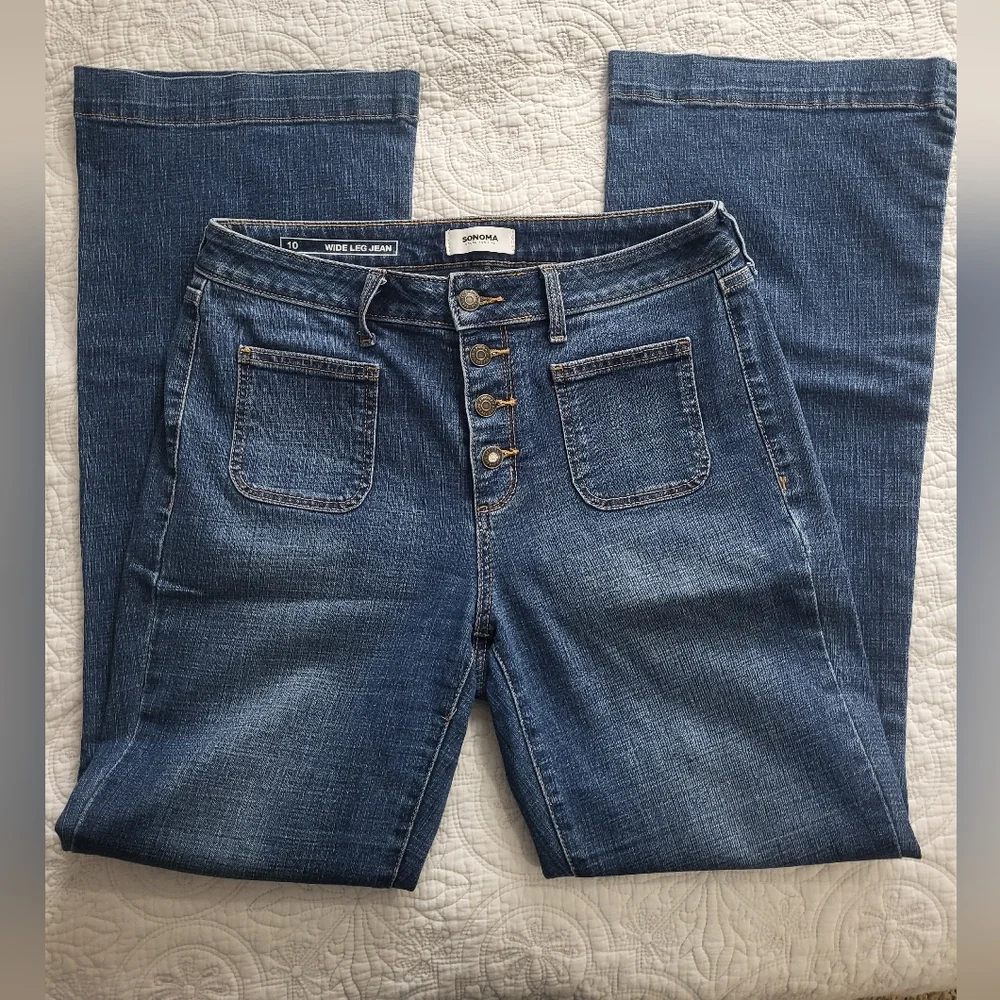 Sonoma Wide Leg Jeans, Size 10 - Picture 1 of 8